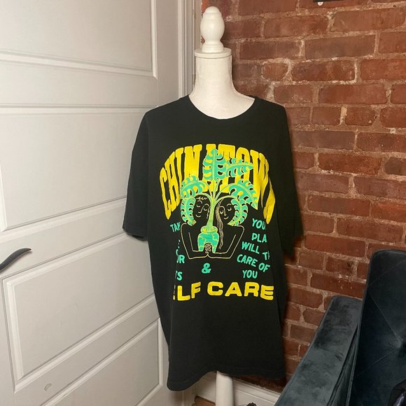 Urban Outfitters Other - Chinatown Market Black, Green, and Yellow Self Care Plant Graphic Tee Shirt